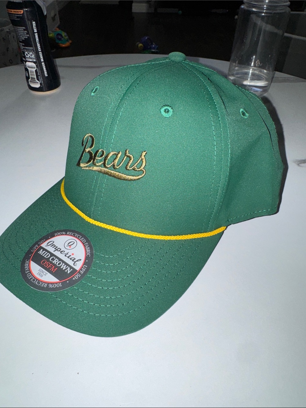 Bears Embroidered Green Baseball Cap with Gold Accent